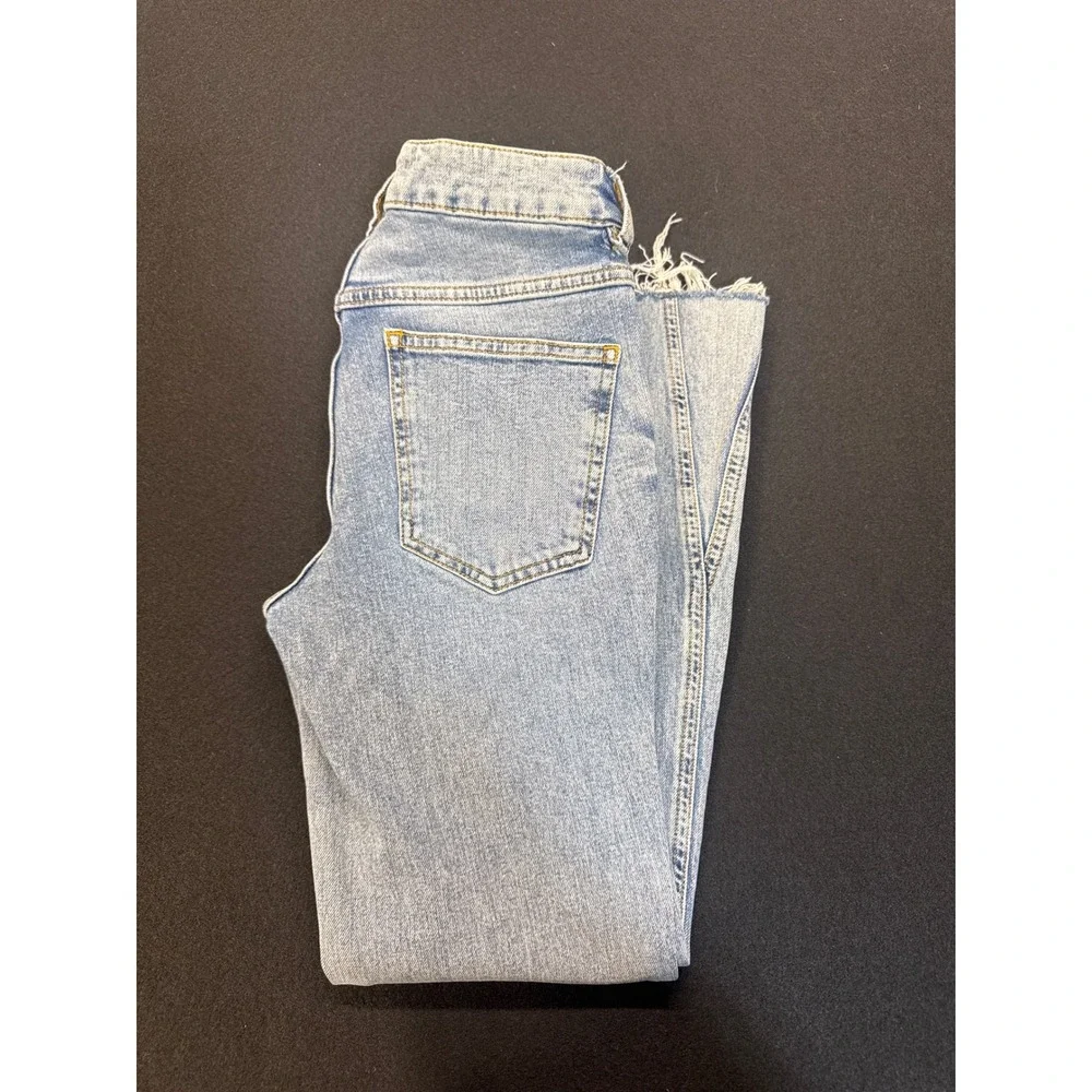 Free People Women Light Wash Flare Jeans Raw Hem Blue W25R 61855-16515125